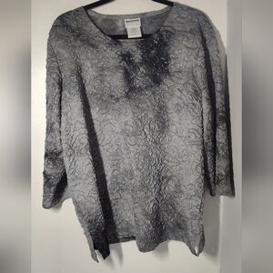 Bon Worth Charcoal Textured Blouse Size L #433